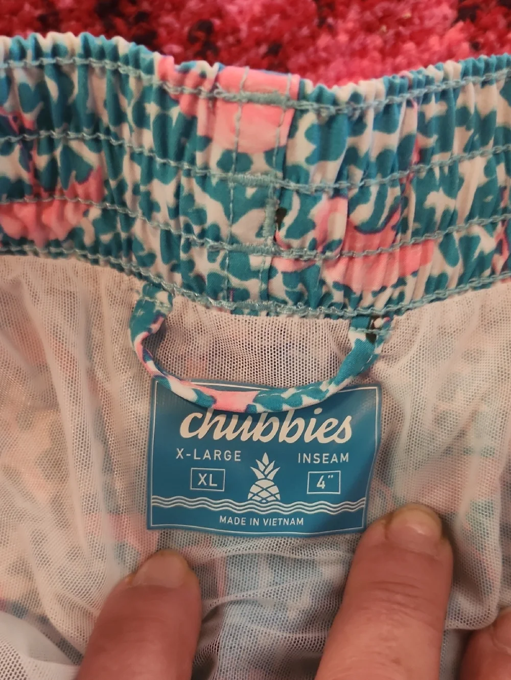Mens chubbies Teal Swim Shorts with Pink Flamingo Print
